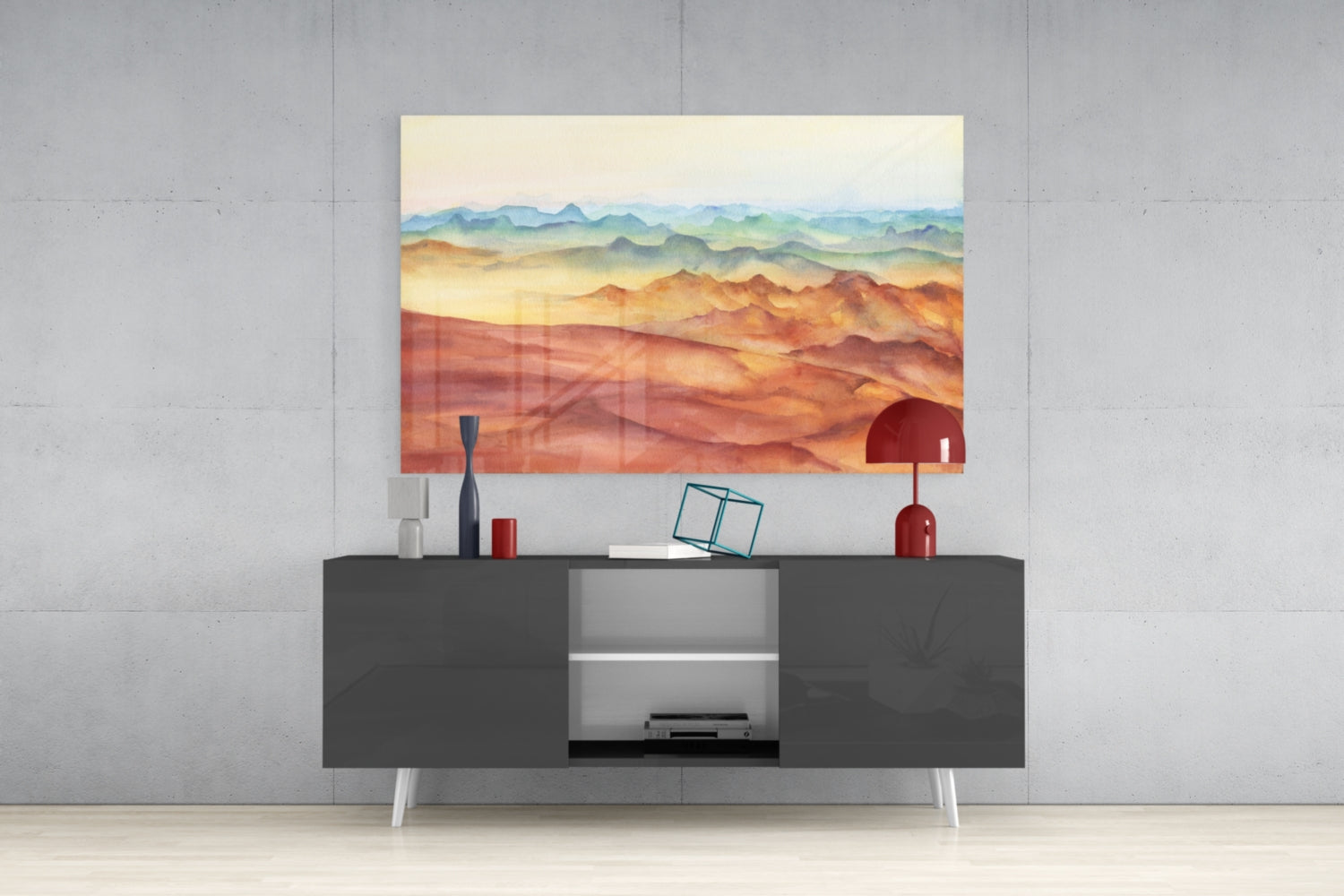 Abstract Mountains Glass Wall Art.