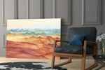 Watercolor Ranges artwork anchoring a wall with serene watercolor palette