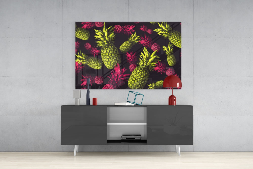 Pineapples Glass Wall Art.