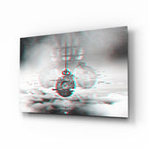 Vintage-glitch panel bringing surreal drama to a contemporary living space