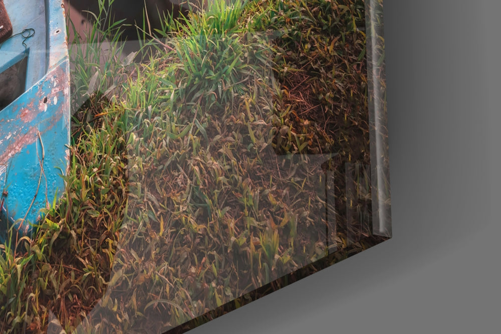 Lakeside Boats panel catching window light to reveal its tactile mirror
