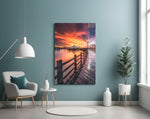 Pier Sunset panel adding serene mood to a bathroom