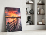 Pier Sunset artwork anchoring a wall with romantic coastal palette