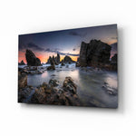 Long-exposure-coastal panel bringing moody drama to a contemporary coastal home