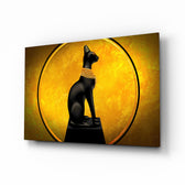 Egyptian-classical panel bringing luxe drama to a contemporary lounge