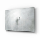 Surreal-monochrome panel bringing moody calm to a contemporary bathroom