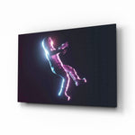 Neon-3D panel bringing electric drama to a contemporary lounge