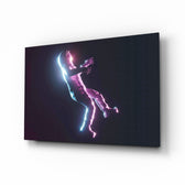 Neon-3D panel bringing electric drama to a contemporary lounge