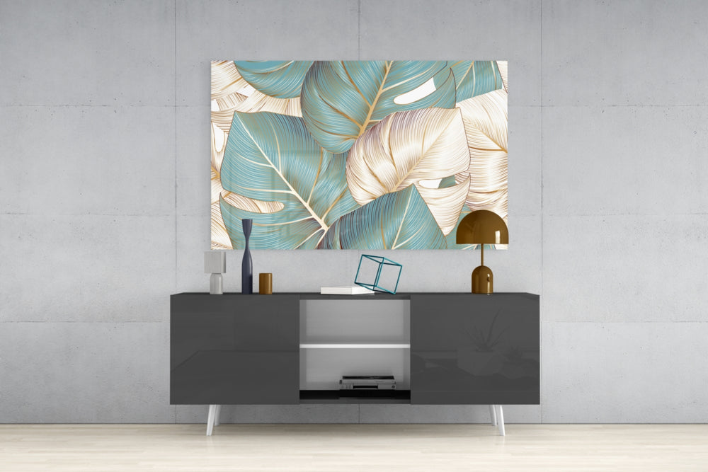 Leaves Glass Wall Art.