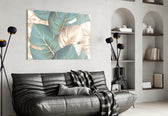 Leaves panel adding editorial mood to a bedroom