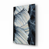 Abstract-monochrome panel bringing moody drama to a contemporary lounge