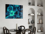 Malvales Flower glass print enhancing a dining room with cinematic drama