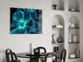 Malvales Flower glass print enhancing a dining room with cinematic drama