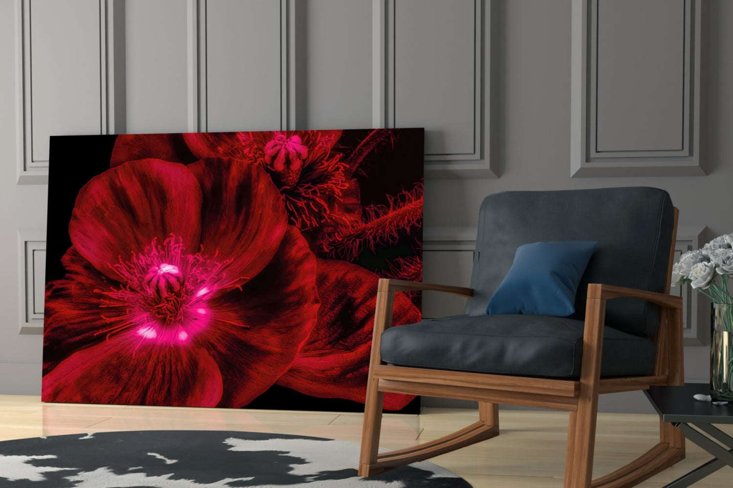 Malvales Flower Glass Wall Art.