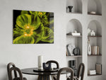 Malvales Flower glass print enhancing a bedroom with cinematic calm