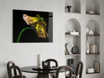 Flower glass print enhancing a study with cinematic quiet