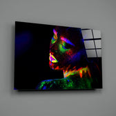 Neon Woman close-up showing body-painted profile in scattered neon pigments