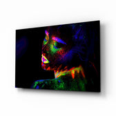 Fashion-neon panel bringing electric drama to a contemporary lounge