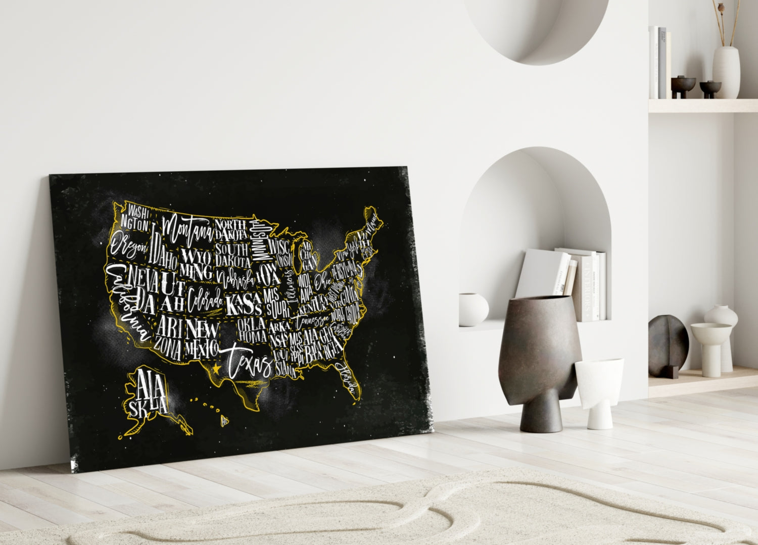 Map of USA Glass Wall Art.