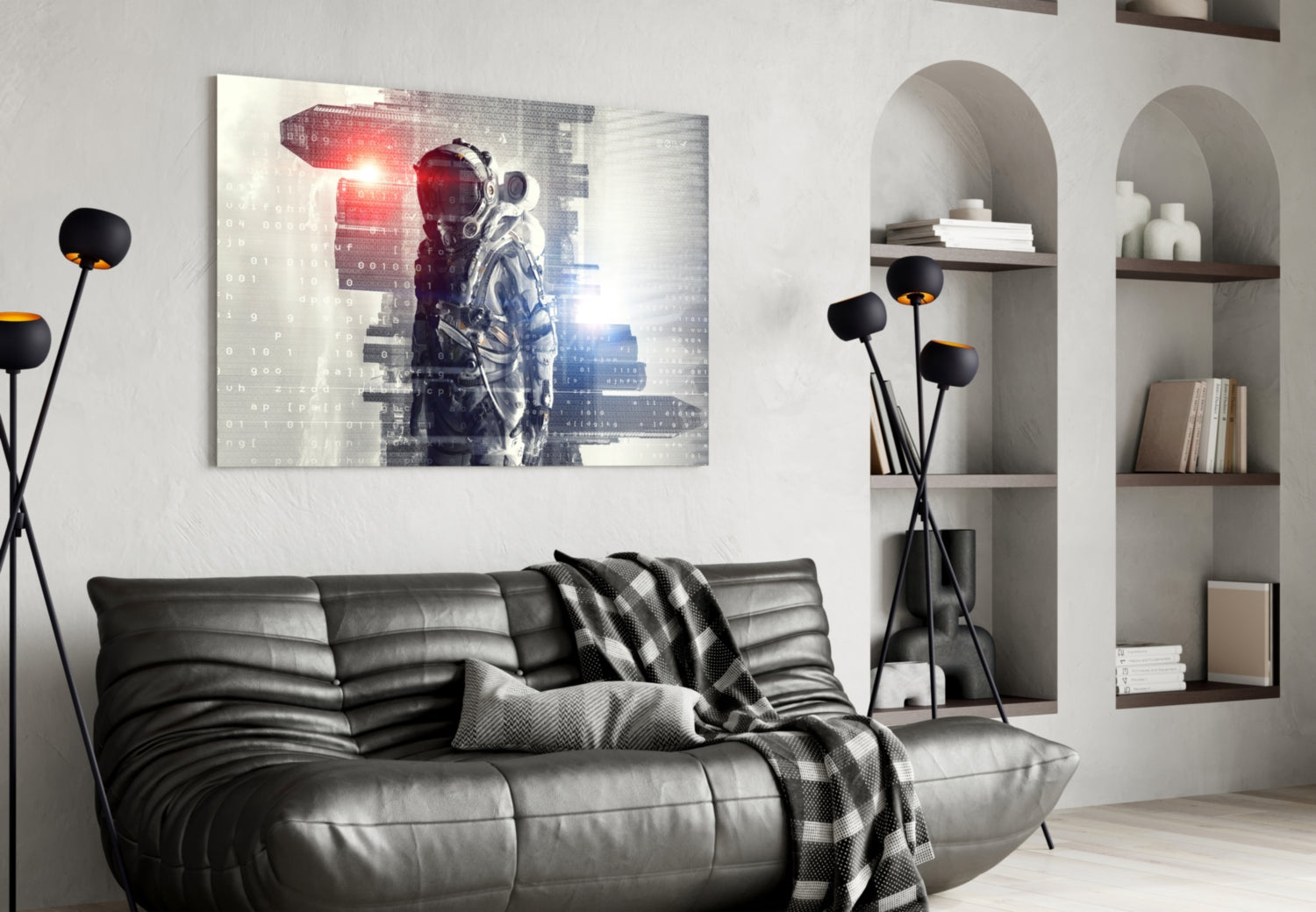 Digital Astronaut Glass Wall Art.