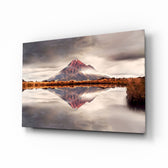 Mirrored-landscape panel bringing serene calm to a contemporary lounge