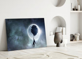 Hot Air Balloons glass wall art styled above a bed in a master bedroom