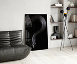 Snake glass print enhancing a man cave with cinematic drama