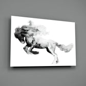 Horse close-up showing galloping figure dissolving into ink plumes