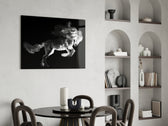 Horse glass print enhancing a man cave with cinematic drama