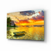 Coastal-sunset panel bringing serene warmth to a contemporary patio