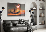 Red Moon panel adding editorial wonder to a kids room