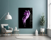 Hand panel adding editorial mood to a living room