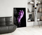 Hand glass print enhancing a bathroom with cinematic drama