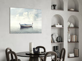 Marine glass print enhancing a hallway with cinematic mood