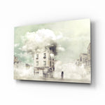 Surreal-fog panel bringing dreamy calm to a contemporary lounge