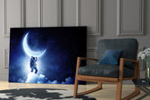 Moon Bearer artwork anchoring a wall with dreamy space palette