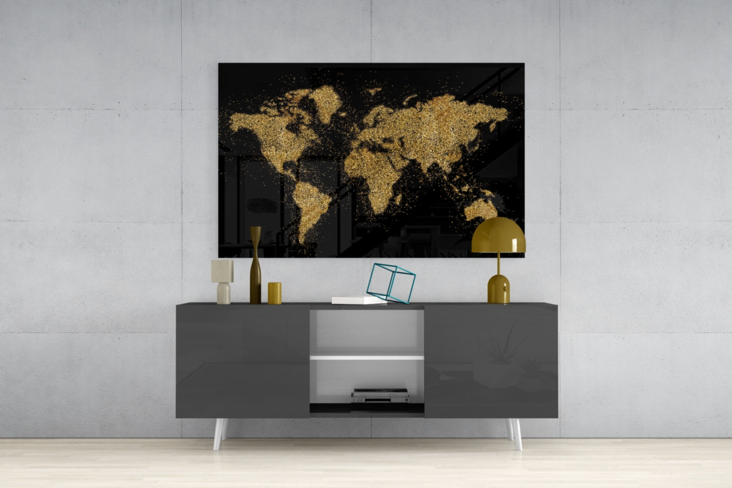 World Map Glass Wall Art.