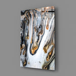 Abstract close-up showing pearl charcoal copper marble veins