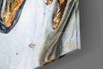 Abstract panel catching window light to reveal its luxe shimmer