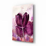 Painterly-floral panel bringing romantic warmth to a contemporary lounge