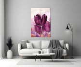 Tulip glass wall art styled in a hallway