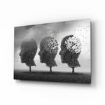 Surreal-monochrome panel bringing contemplative calm to a contemporary study