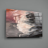 Abstract close-up showing charcoal and pearl-pink feathered plume
