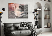 Abstract panel adding editorial calm to a bedroom