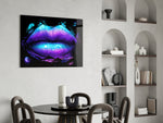 Lip glass print enhancing an office with cinematic drama