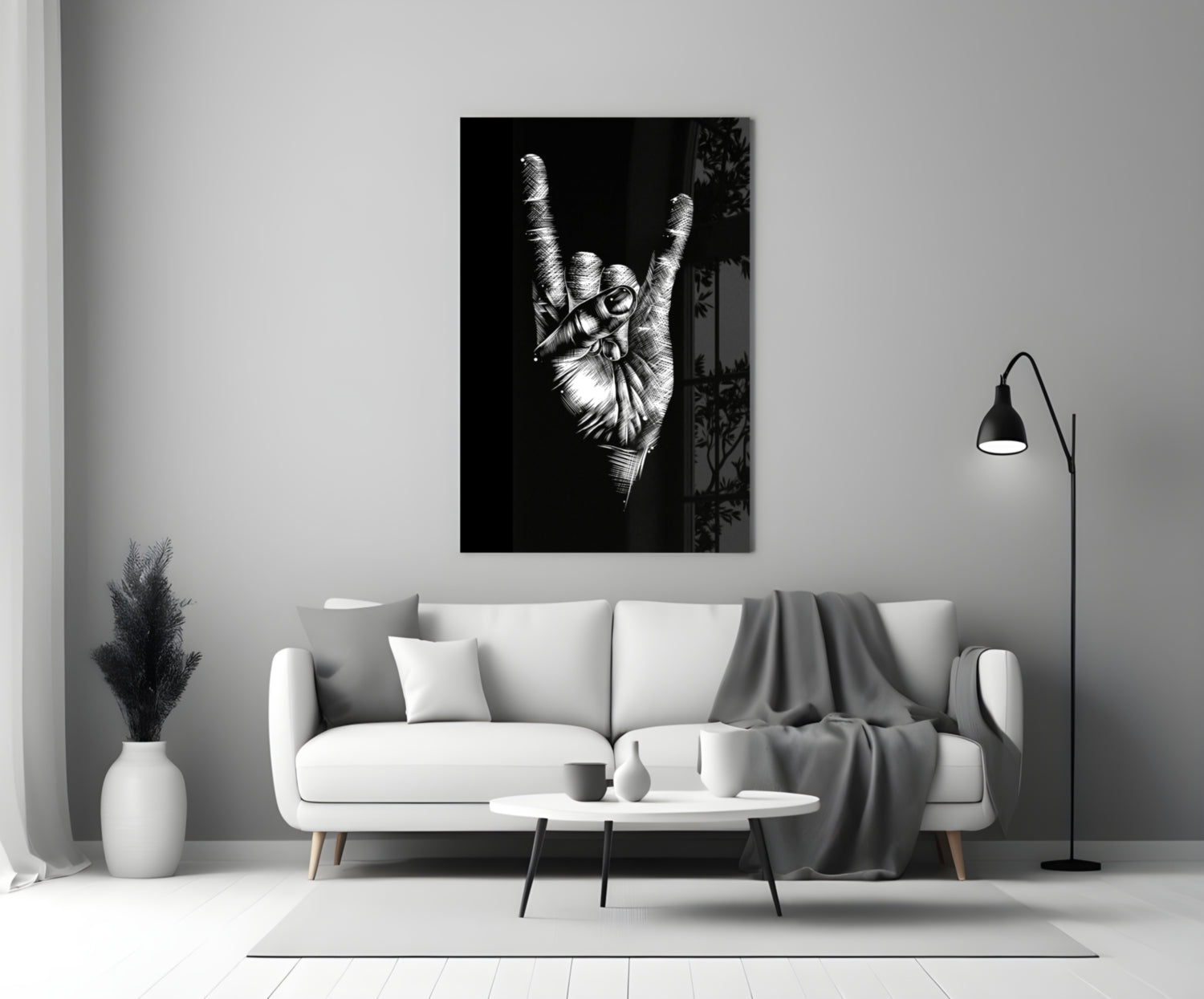 Horns Hands Glass Wall Art.