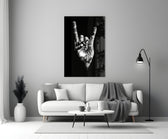 Horns Hands glass wall art styled in a gaming room