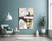 Abstract panel adding editorial mood to a hallway