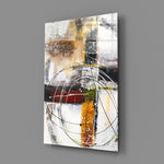 Abstract close-up showing mustard terra red textures with circling ink loops