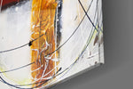 Abstract panel catching window light to reveal its painterly warmth